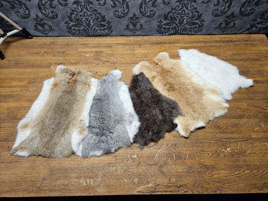 rabbit hide, soft tanned.